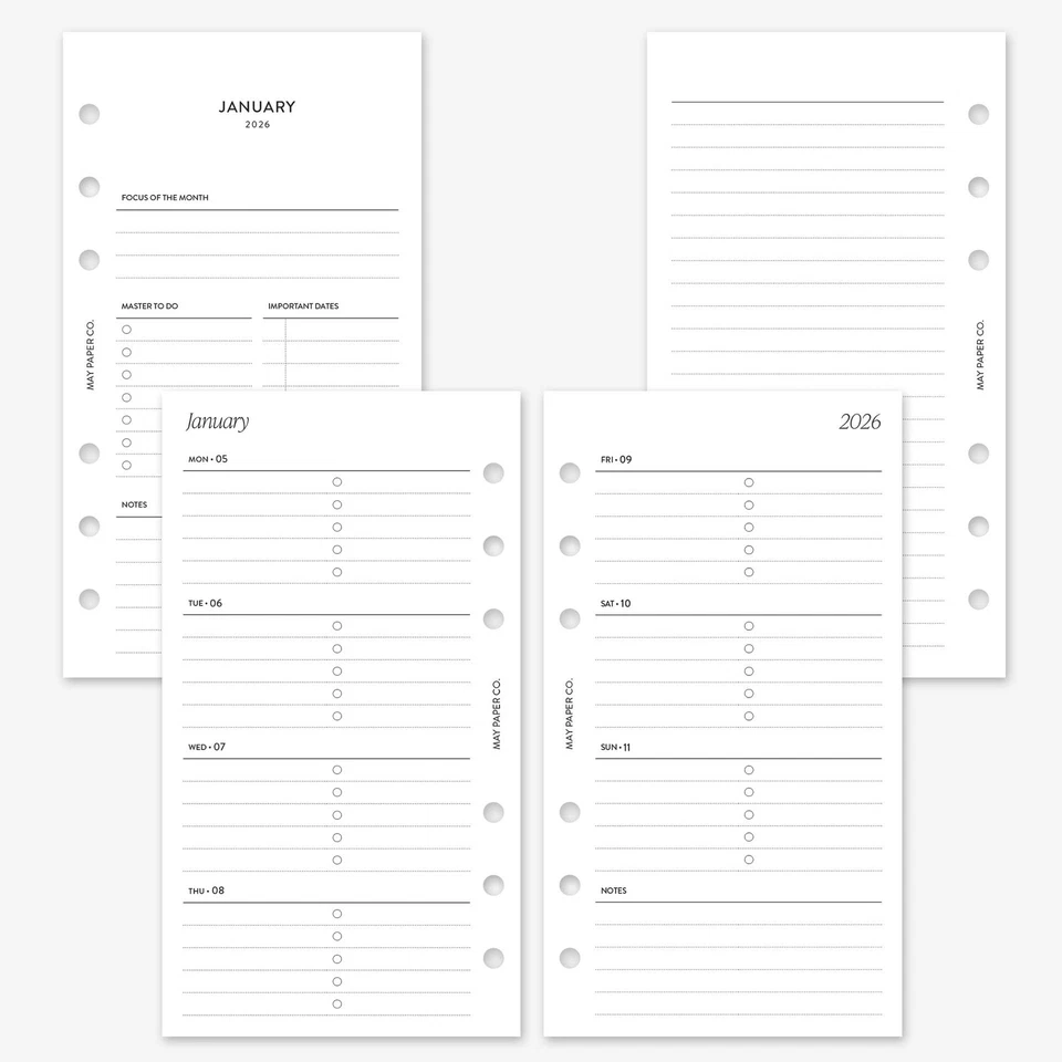 MAY PAPER CO. 2026 Personal Weekly Planner Refill, Week on Two Page Planner I...