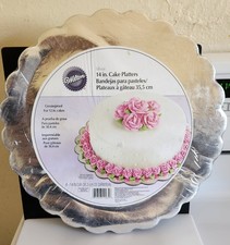 Wilton 14-inch Silver Cake Platter Scalloped Edge Greaseproof Cake Board Round 4