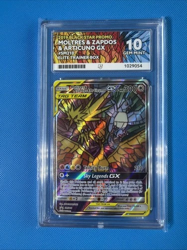 Pokémon TCG Moltres Zapdos & Articuno GX SM210 - Hidden Fates Ace 10 GEM MINT