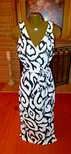 NWT Ann Taylor Black white Geometric print wrap dress size L