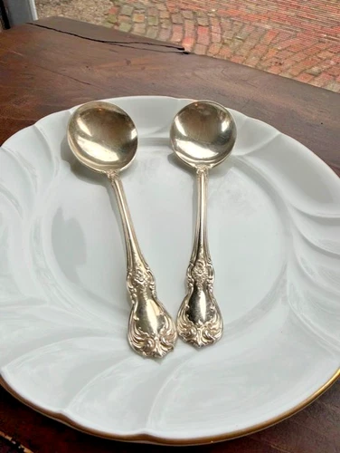 2- Old Master by Towle Sterling Silver Cream Soup Spoon 6 1/4" 76 grams