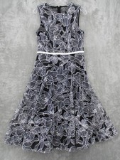 Calvin Klein Dress Womens 8 Tulle Floral Embroidered Whimsigoth Dark Coquette