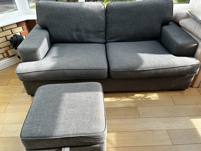 DFS Seater Ludo Sofa with Storage Pouffe Footstool Grey