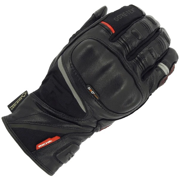 Richa ATLANTIC Goretex Waterproof Motorcycle Textile & Leather Gloves Black