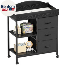 Changing Table Dresser, Baby Dresser with 3 Fabric Drawers and 2 Shelves, Multi-