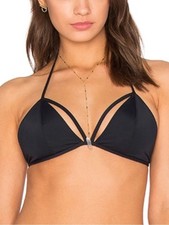 Revolve Rachel Pally Arden Black 2-piece String Triangle Bikini Set M
