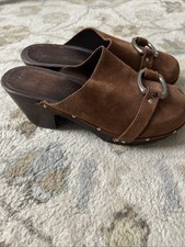 Juicy Couture Clogs Women 10 Brown Suede Hippie Bohostyle Shoes