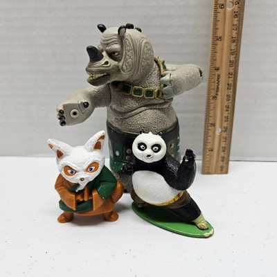 KUNG FU PANDA ACTION FIGURE LOT - Rhino Commander Blade Barrage Po Shifu - RARE