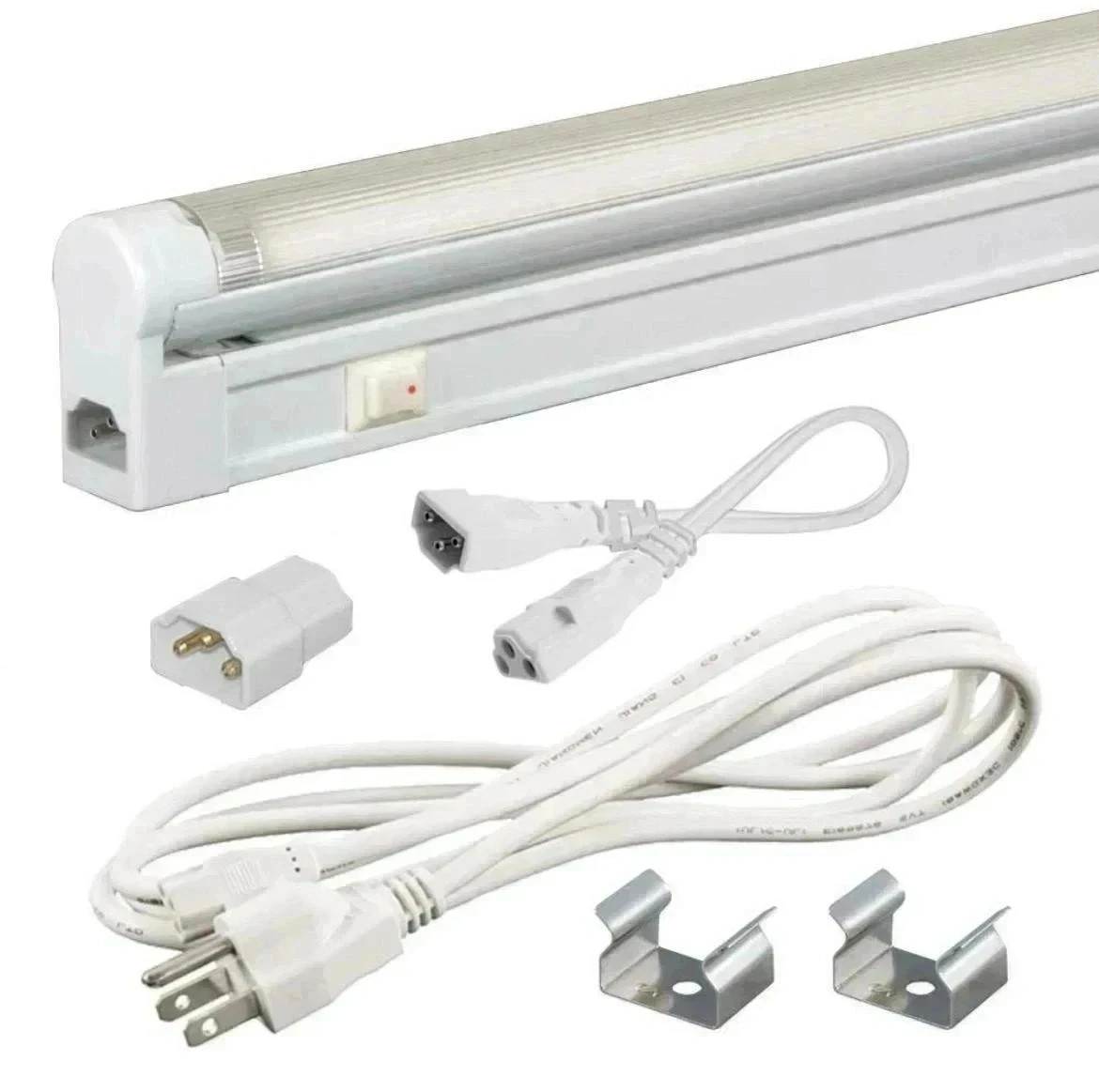 T4 14W 120V RED FLUORESCENT TUBE LIGHT BULB, FIXTURE & HARDWARE UL-LISTED