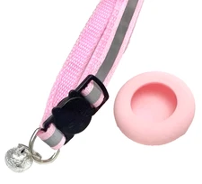Airtag Holder Cat Collar Bell Pink Gray Location Tracking Accessory Pet Supplies