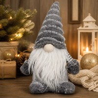 Weihnachtswichtel 27Cm(39Cm) Gnom Sitzend Grau Dekofigur Weihnachten
