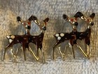 2 PAIR PINS BAR LAPEL DEER DOE COLORFUL RED BROWN & DOE SPOTS  ANTIQUE VINTAGE — photo 10