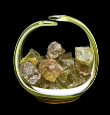 1/2 Kg  Natural Raw Citrine Stones in a Murano Glass Bowl – Decorative & Healing