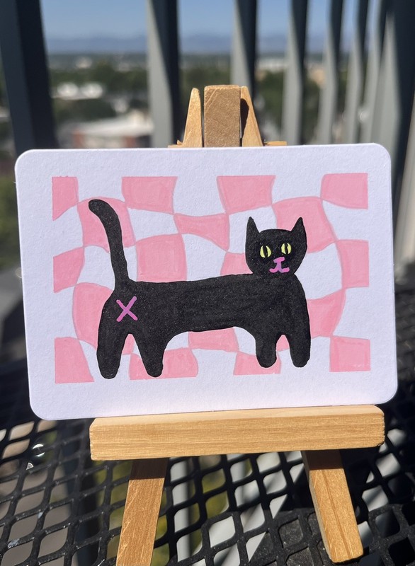 ACEO Original Art “Checkered Cat 2”