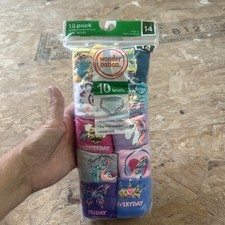 WONDER NATION GIRLS DAY OF THE WEEK BRIEFS UNDERWEAR 10 PACK SIZE 14 SCHOOL NEW