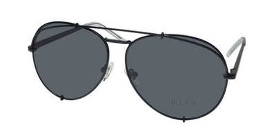 NEW DIFF KOKO SUNGLASSES MBK FULL-RIM 63-12-145 METAL & PLASTIC BLACK MENS PILOT
