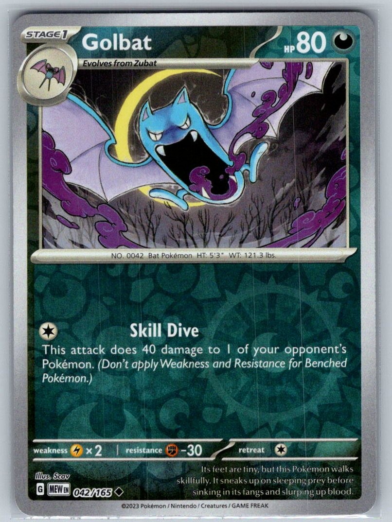 Golbat 042/165 Uncommon 151 Pokemon Reverse Holo Near Mint