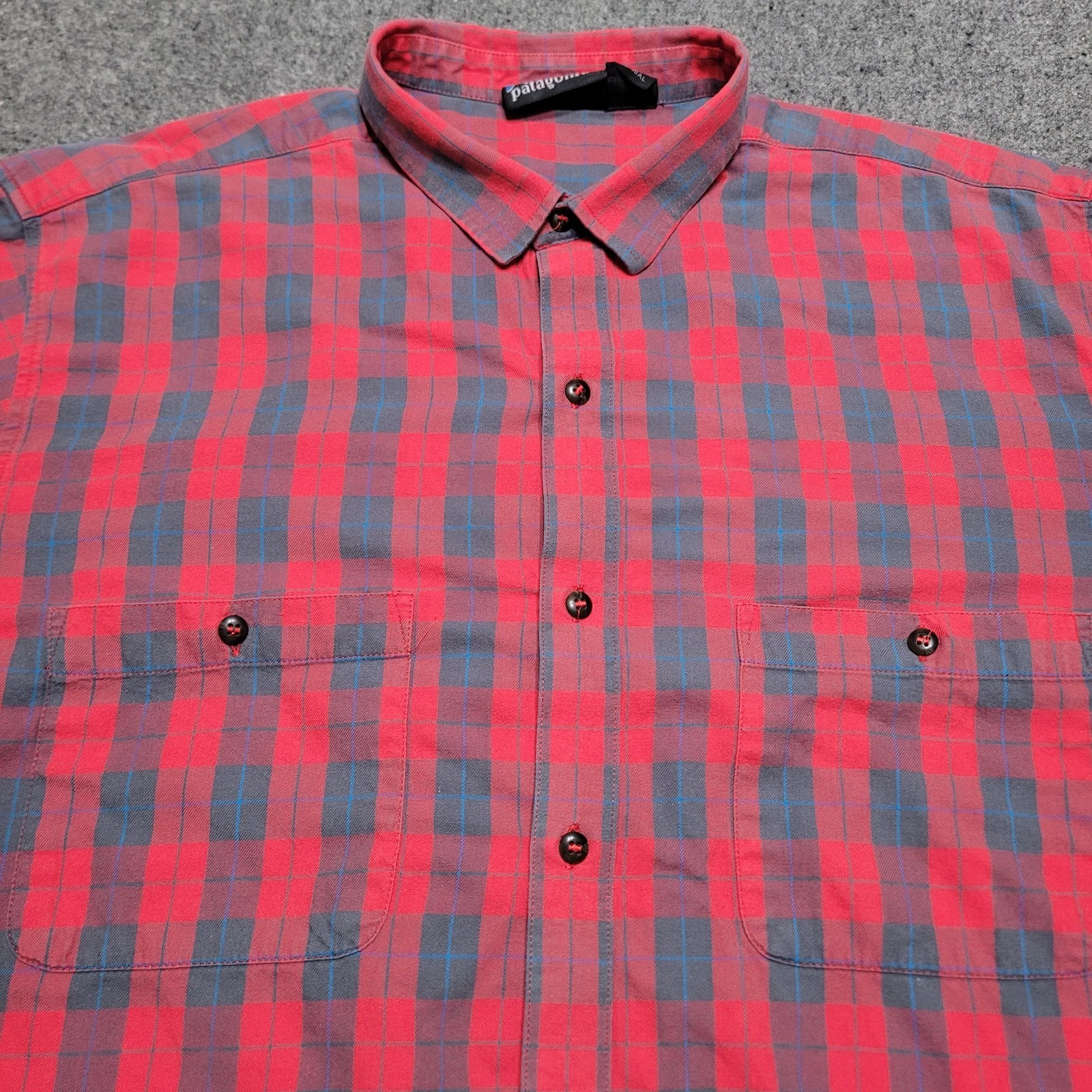 Vintage 90s Patagonia Shirt Mens Extra Large Red Blue Plaid Hiking Outdoors