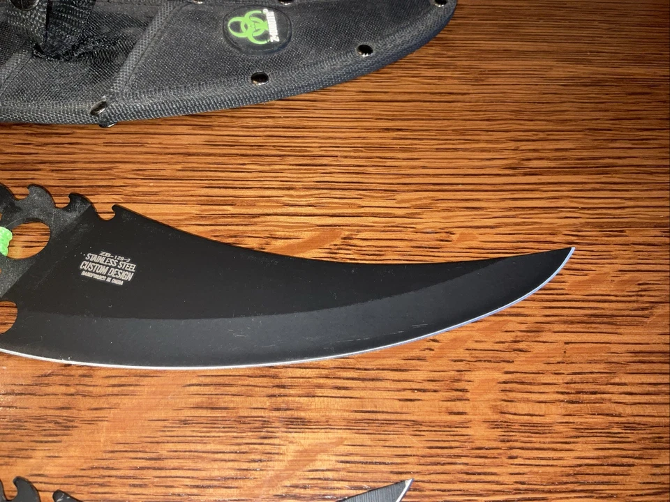 Cuchillo de hoja fija Z-Hunter de 5” y 7” mango envuelto con cordón verde con funda ZB-128-2 Foto 3 de 4