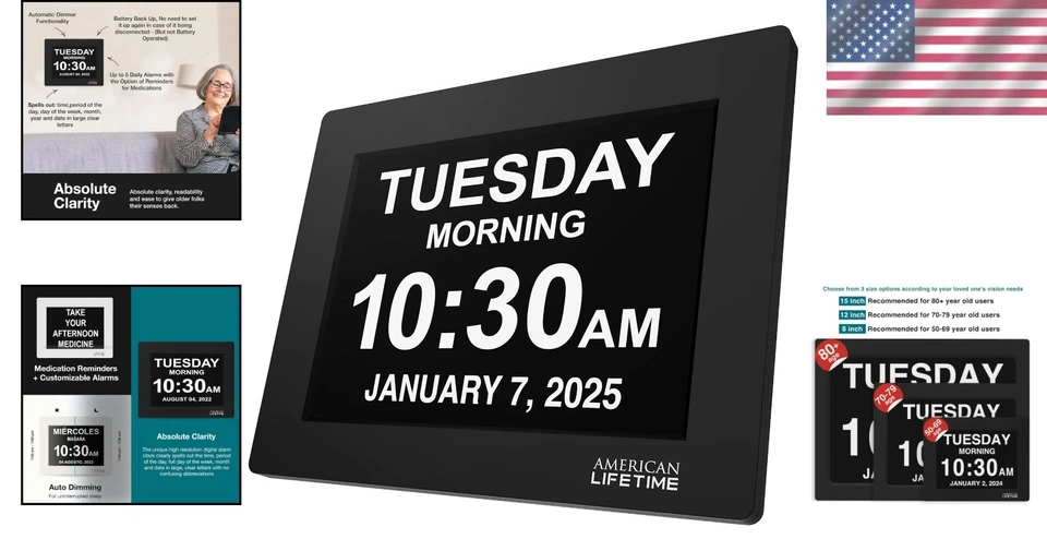Custom Alarms Alzheimer Clock with Big Display - Image 2 of 4