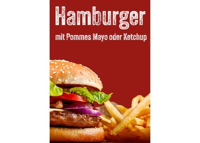 Aufkleber / Plakat / Poster Imbissplakat HAMBURGER & POMMES RG1 versch. Formate!