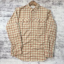 Columbia Omni-Shade Shirt Long Sleeve Plaid Orange Beige Button Down Men's Med