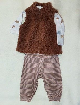 Carter's Baby Jungen Set 3tlg - Body, Hose, Weste Gr. 6m / 68 Tier-Motiv
