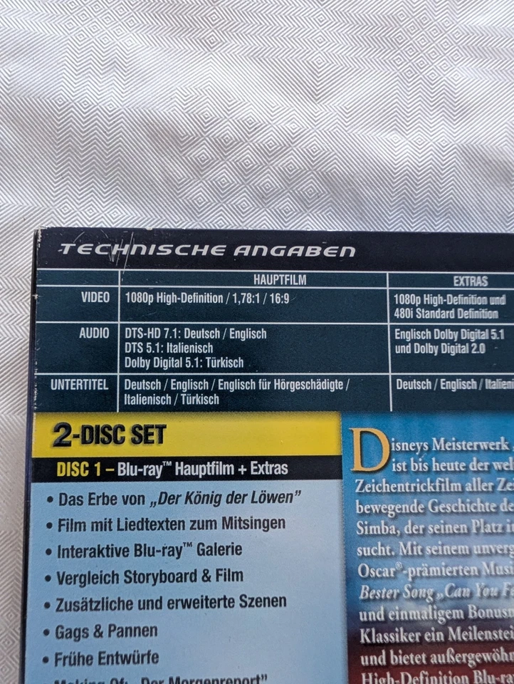 Der König der Löwen BluRay 3D Diamond Edition im Pappschuber - Bild 4 von 4