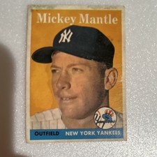 Topps 1958 Mickey Mantle #150 New York Yankees Baseball Card MLB Vintage