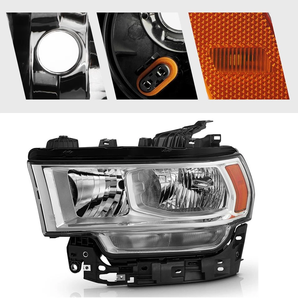 For 2019-2024 RAM 2500 3500 Halogen Chrome Headlight assy Left Driver Side - Imagem 4 de 4