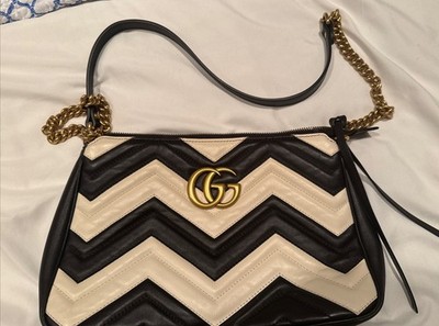 Gucci Marmot Chevron Black White Purse Shoulder/ Crossbody Guarentee Authentic