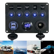 5 Gang Toggle Rocker Switch Panel Car Boat Marine On-off Plate Control 12v-24v 
