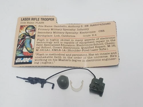 1982 GI Joe FLASH V1 ARAH Straight Arm Complete Accessory Set Visor Filecard