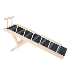 Wooden Dog Ramp Adjustable Folding Portable Pet Ramp for Bed Couch Car Gray