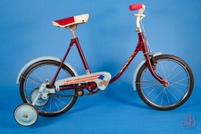 Vintage Triang Tri-ang Hawk childs bike, Solid tyres, stabilisers working 1950