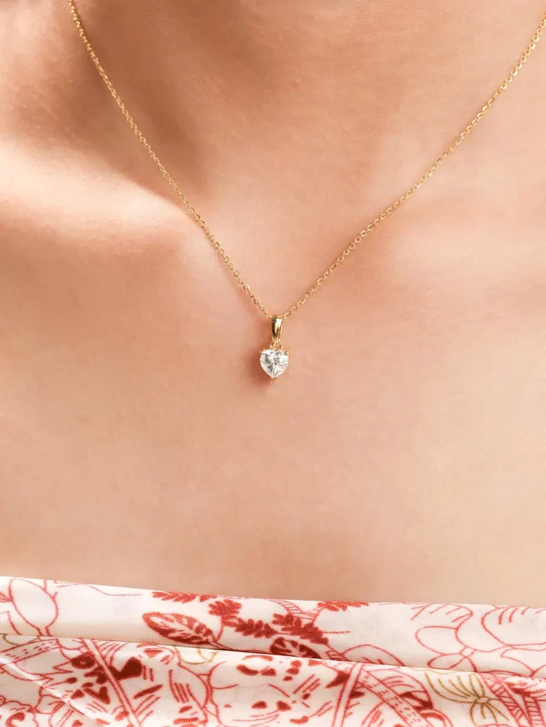 1.50 Ct Lab Grown Diamond Heart Cut 925 Sterling Silver Pendant Gift For Her