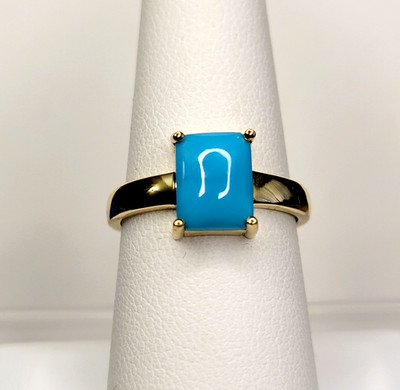 JTV MCGI-925 Sleeping Beauty Turquoise 18k Gold over Sterling Silver sz8 ring 3g