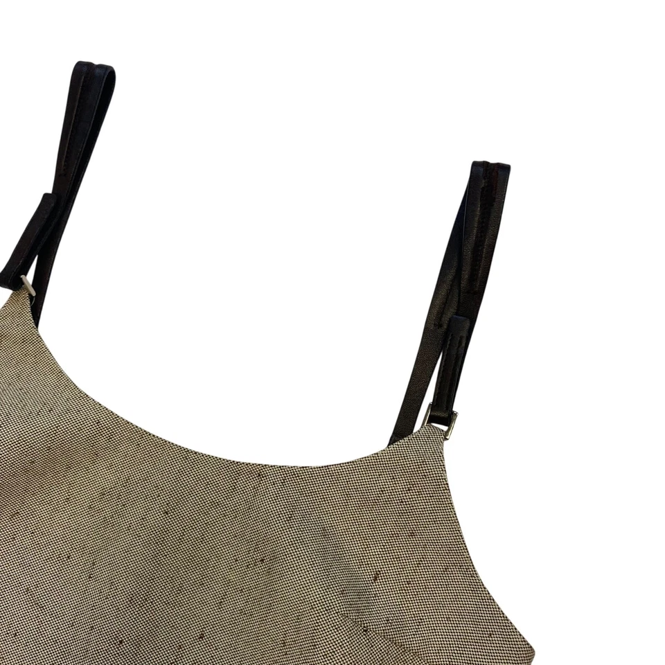 Chaleco sin mangas Prada SS 1999 beige con detalles de cuero marrón Foto 4 de 4