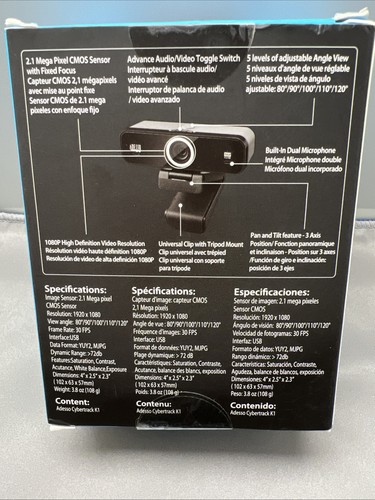 Adesso CyberTrack K1 Webcam 2.1 MP 1920 x 1080 Pixels USB 2.0 Black - Photo 2/3