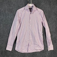 Boss Hugo Boss Dress Shirt Mens 15 Pink Check Slim Fit Long Sleeve Cotton