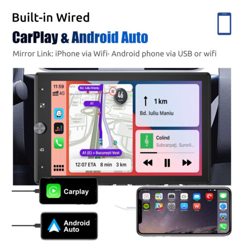 10.4" Single Din Touch Screen Stereo Bluetooth Radio Apple/Android Carplay+CAM - Picture 7 of 17