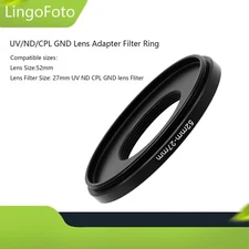 52-27mm Step-Down Ring Filter Ring UV/ND/CPL GND Lens Adapter Filter Ring
