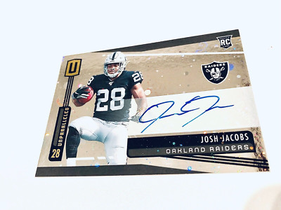 Josh Jacobs 2019 Panini Unparalleled Silver Cosmos Refr. Rookie Autograph #223