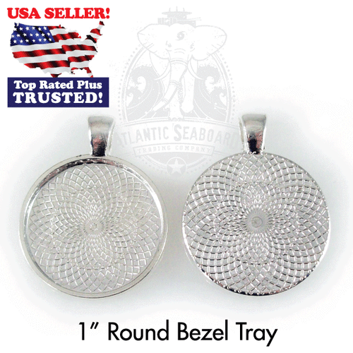 Bandejas bisel colgante redondo o cuadrado 1" (25 mm) tono plata para azulejos de vidrio  - Imagen 3 de 3