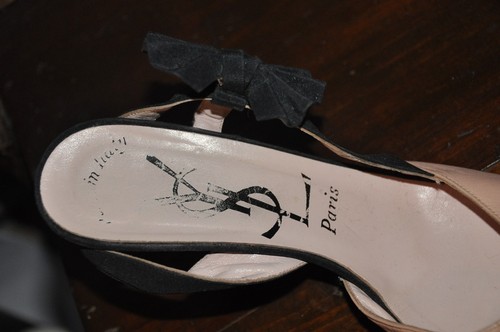 YSL PARIS WOMEN'S SHOES PINK LEATHER UPPER OPEN TOE /SLING BACK BOW US SIZE 8M - Picture 3 of 4
