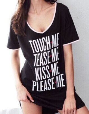 Victoria's Secret Nightshirt TOUCH ME TEASE ME KISS ME PLEASE ME Sleepshirt S