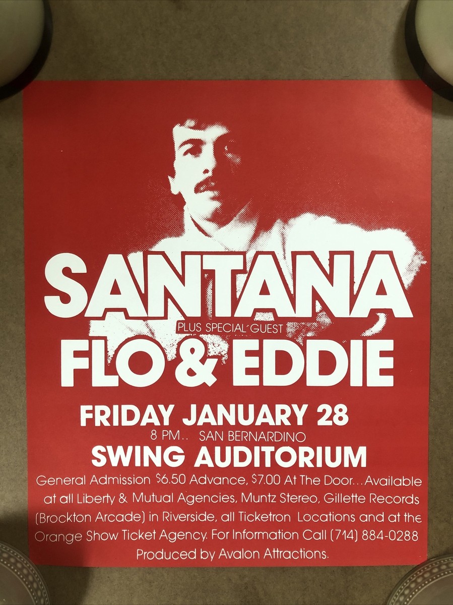Santana Vintage Concert Poster 2nd Print 1970s Peace Press Flo And