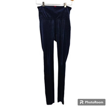 Spanx Leggings Blue Soft Velvet Power Waistband Slim Fit Stretch Ankle Size S