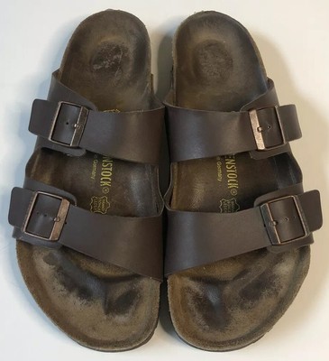 BIRKENSTOCK MEN'S DARK BROWN LEATHER BUCKLE SANDALS SZ 46/13 | eBay