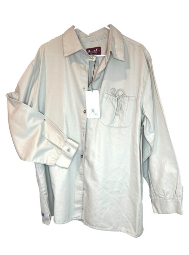 Womenn's 1X Tencel Cream Blouse, Long Sleeve, Denim & Co